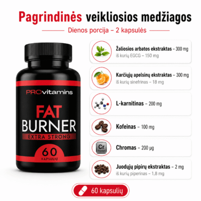 PROVITAMINS riebalų degintojas EXTRA STRONG (60 kaps.) - Image 2