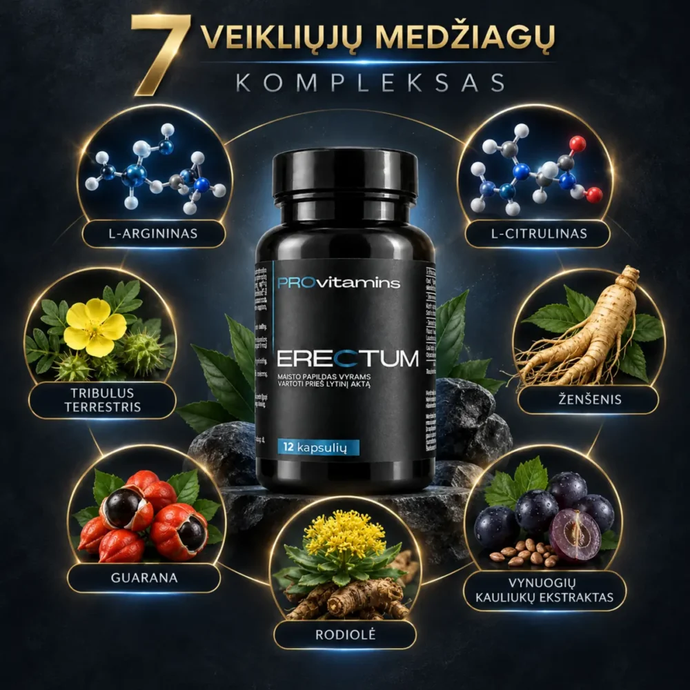 PROVITAMINS ERECTUM septynių veikliųjų medžiagų kompleksas
