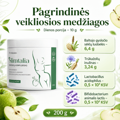 Provitamins Slimtalia Skaidulų Kompleksas 200 g. (Obuolių skonio) - Image 2