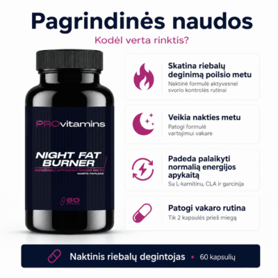 Provitamins Night Fat Burner (Naktinis riebalų degintojas) 60 kaps. - Image 4