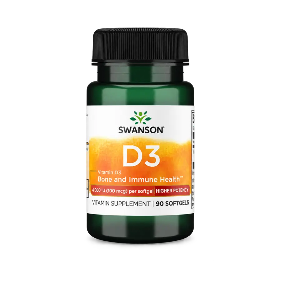 Swanson vitaminas D3 4000 su linų sėmenų aliejumi, 90 kapsulių